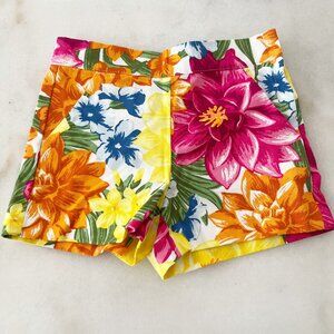 Janie and Jack Pink and Orange Floral Canvas Short Size 4 Children's